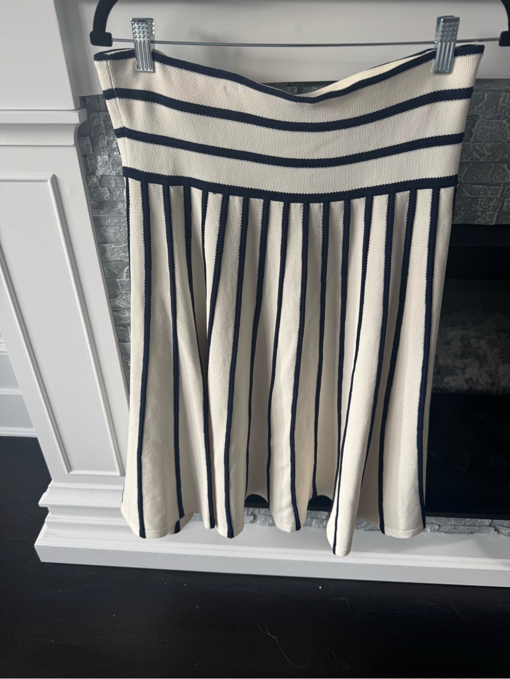 Ralph Lauren Striped Knit A-line Midi Skirt Navy & Cream Nautical inspired